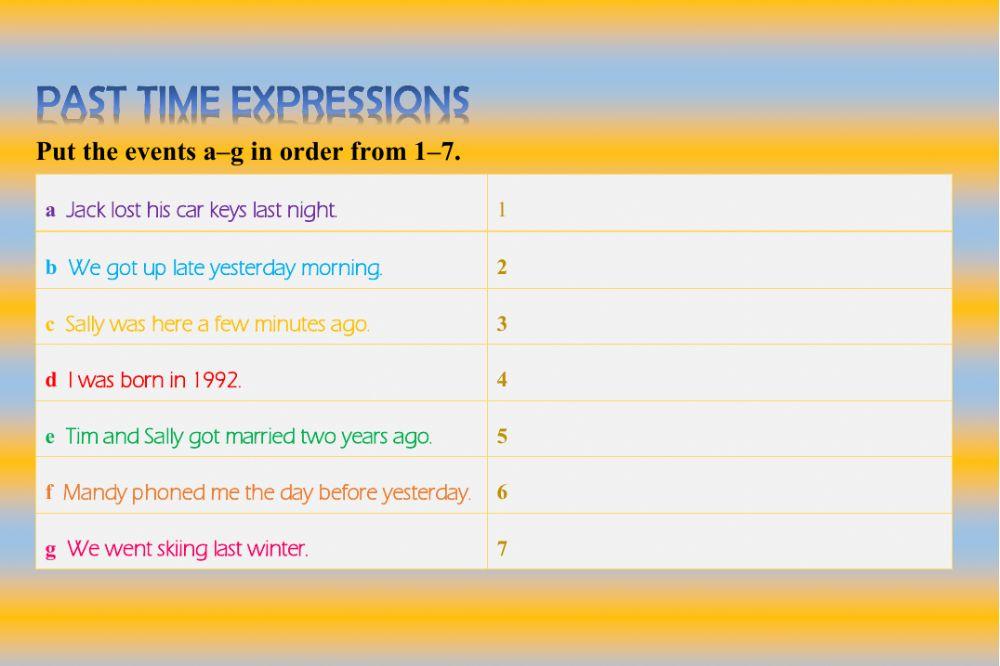 Past time expressions