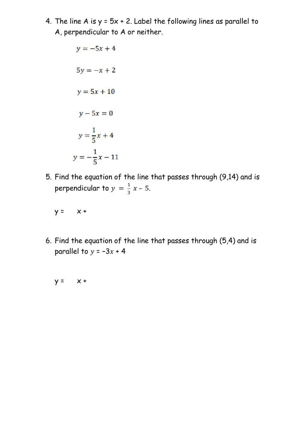 Linear Functions Revision