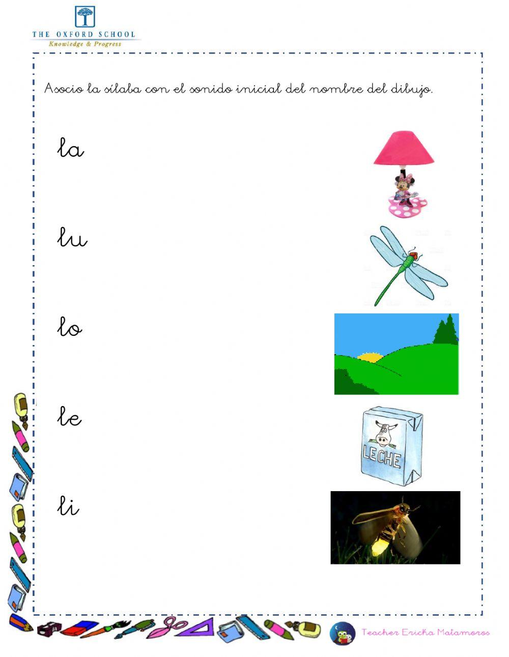 Sílabas la le li lo lu
