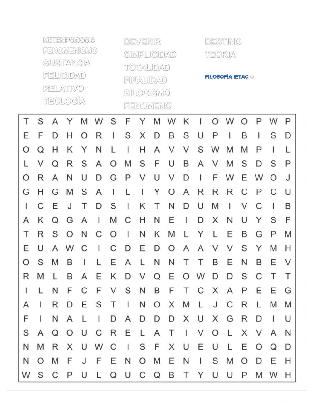 Sopa de letras - 1 conocimiento