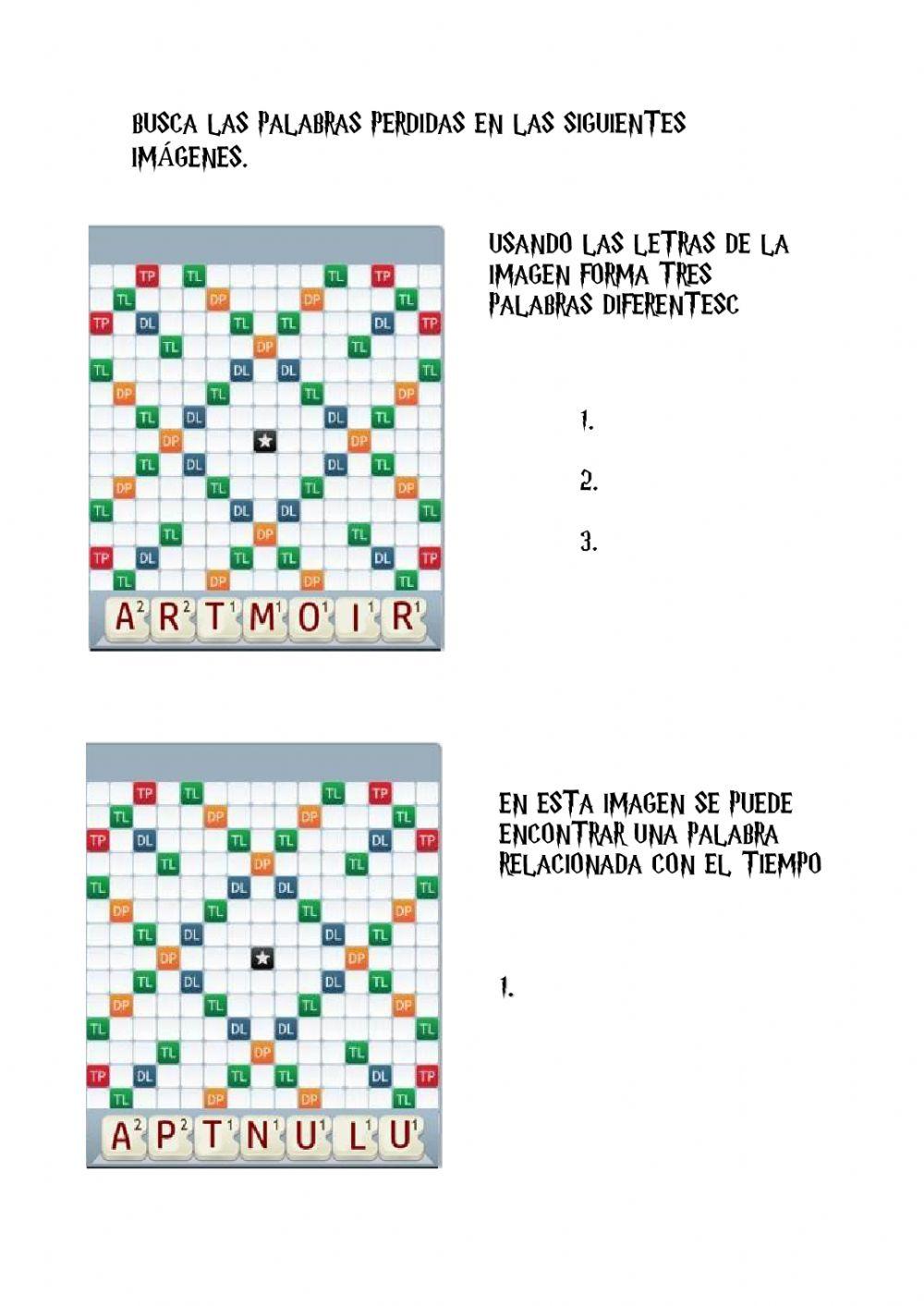 Palabras escondidas Palabras escondidas