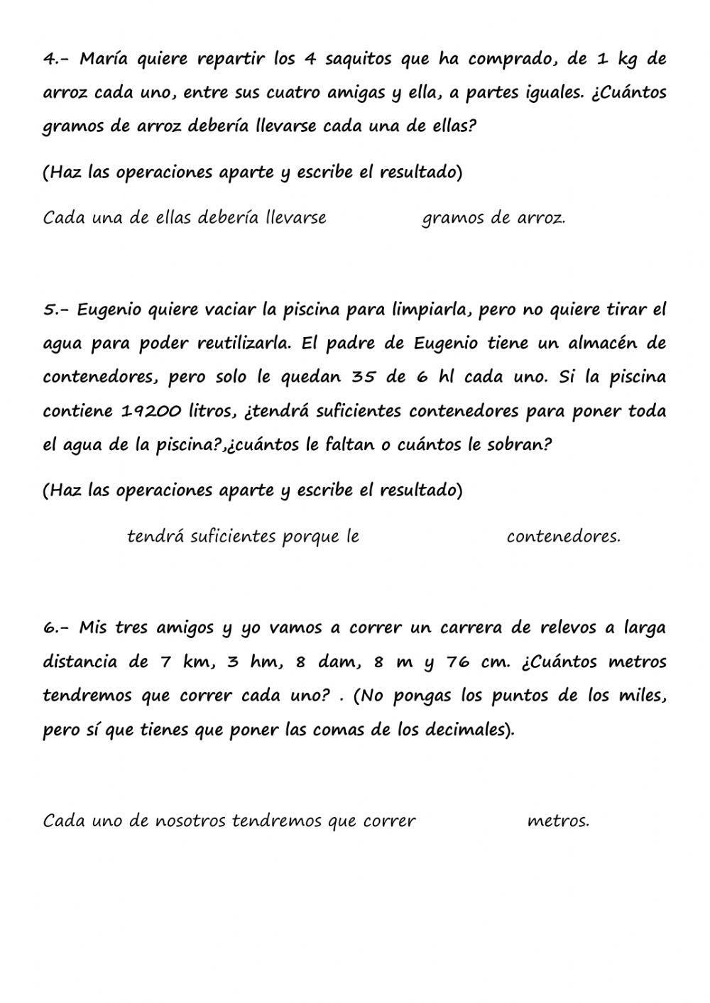 Operaciones con unidades de medida