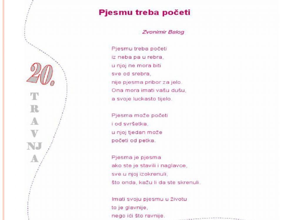 Z. Balog, Pjesmu treba početi
