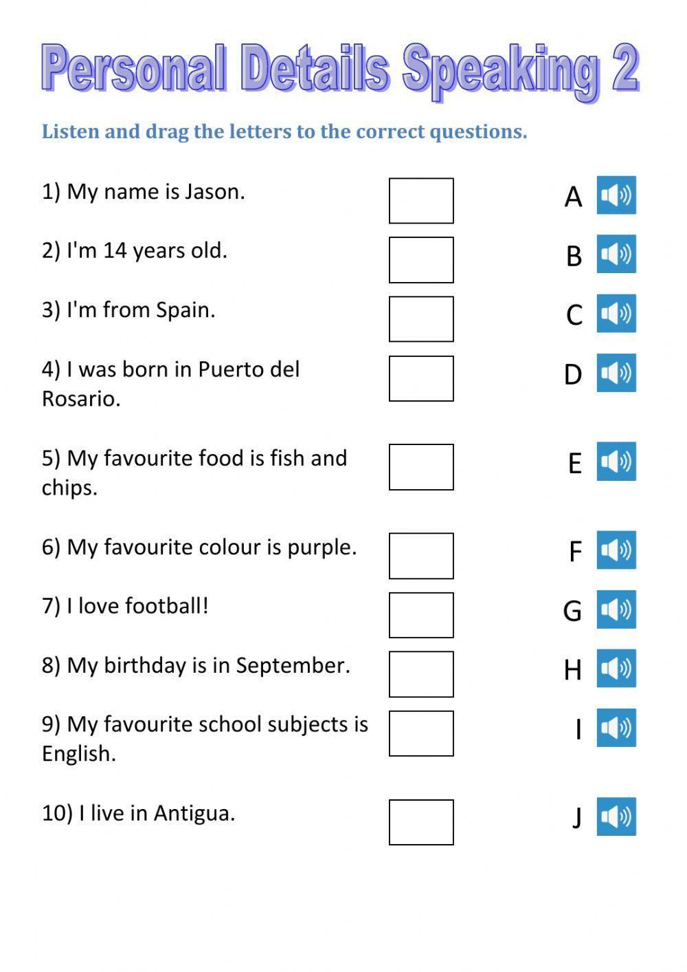 Listen and match personal information 2