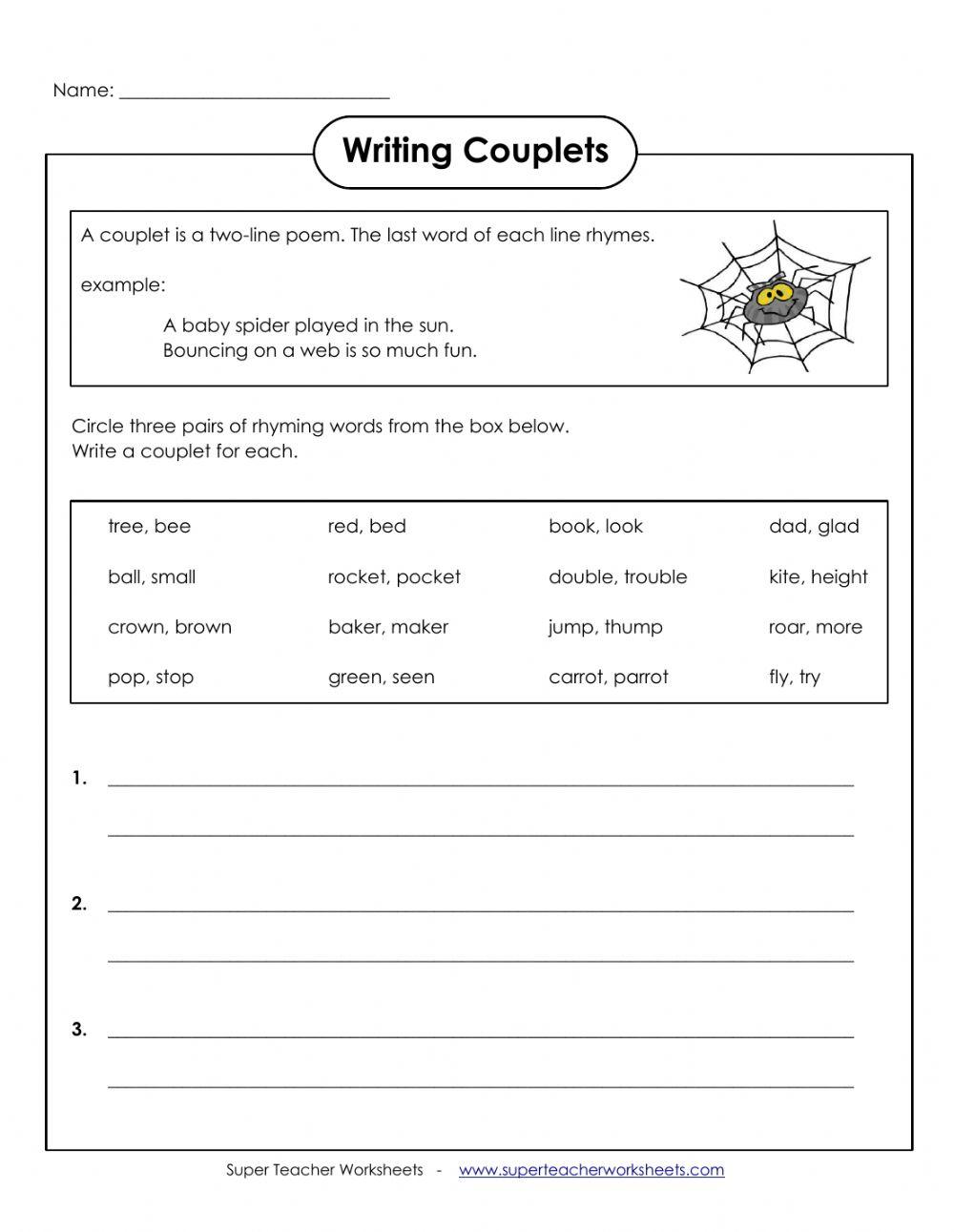 Poetry writing online exercise for live worksheets