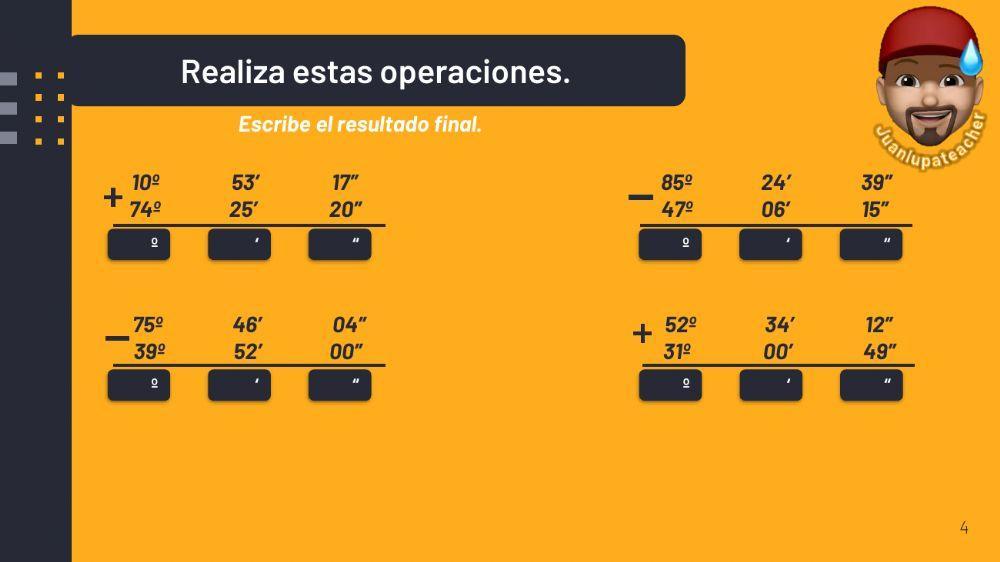 Tipos de ángulos y operaciones con ángulos