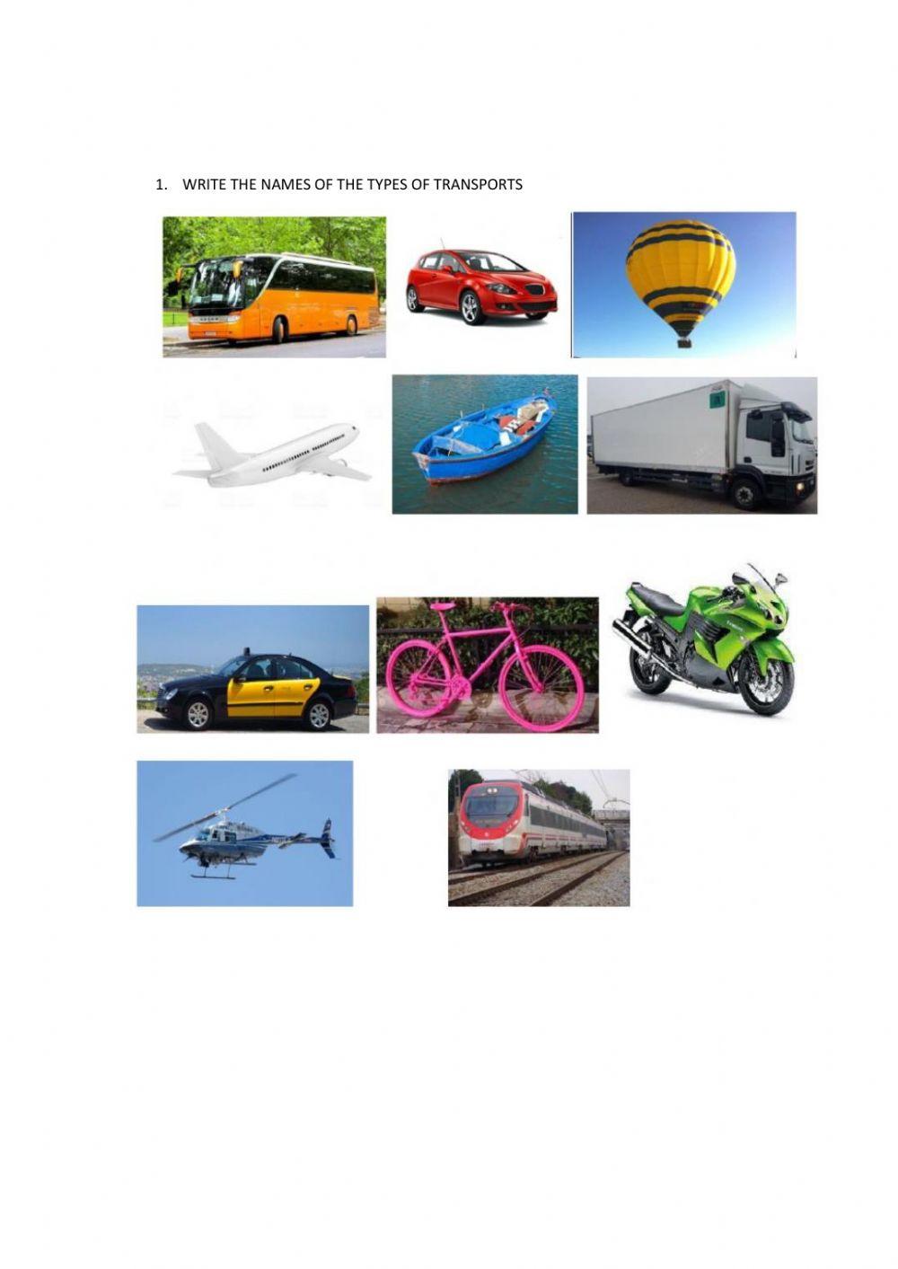 Types of transport activity | Live Worksheets