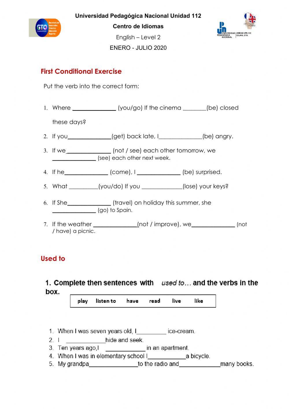 Fist conditional & used to