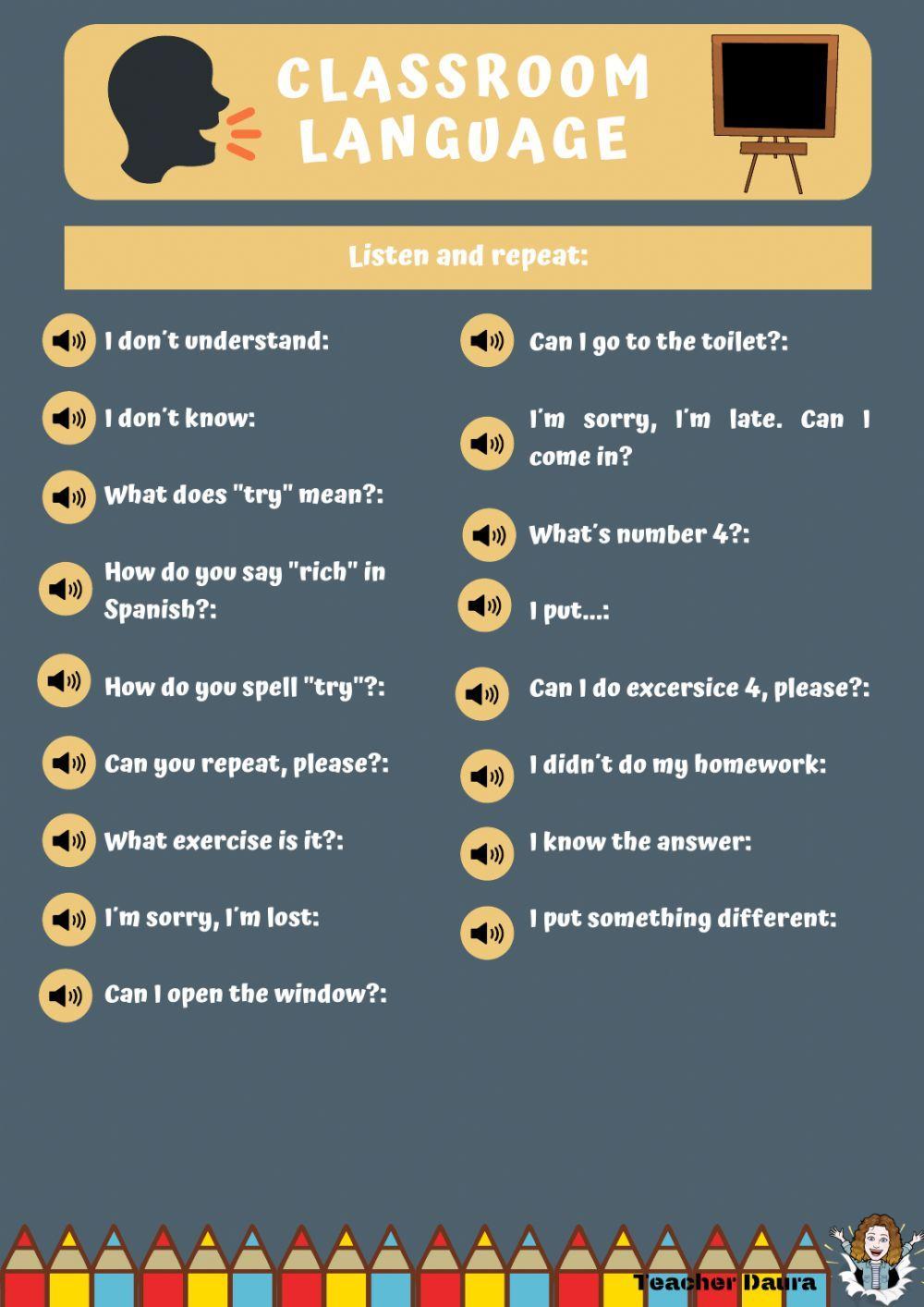 Classroom language Classroom language