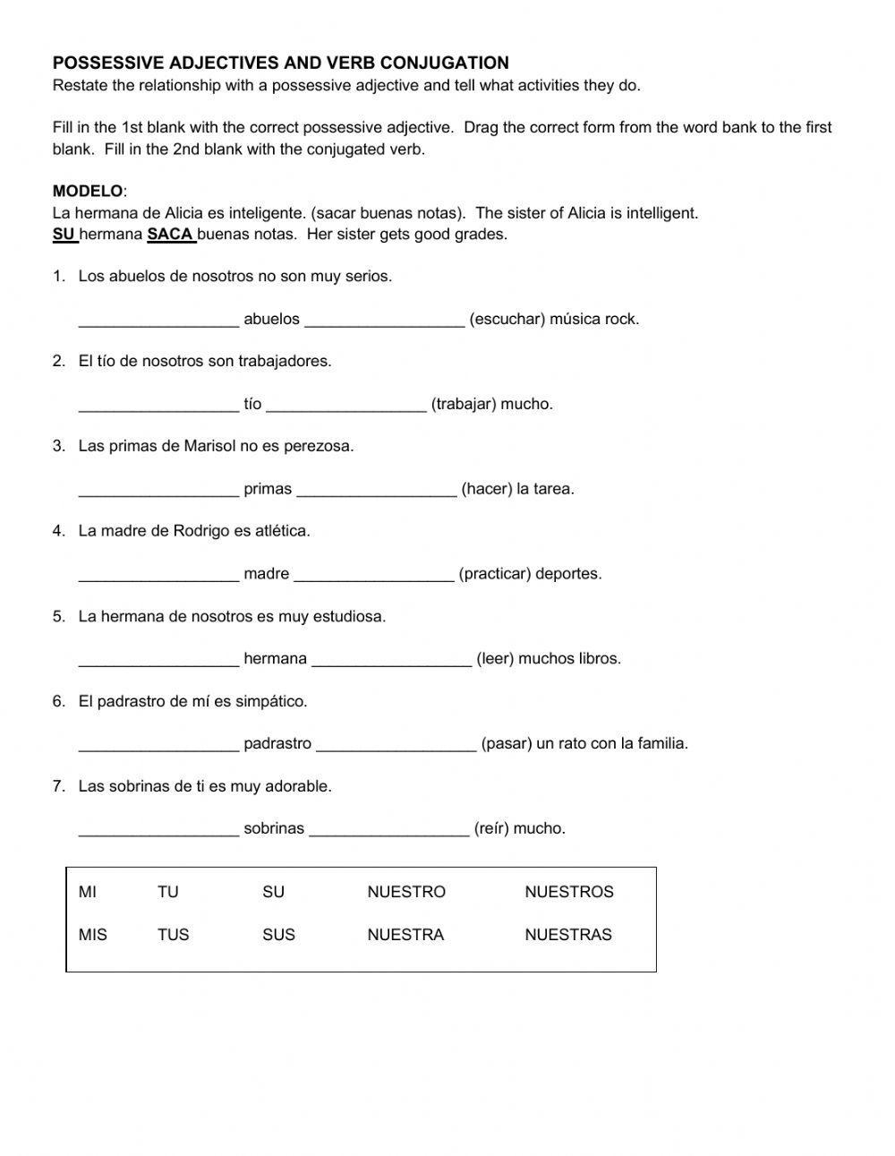 Family worksheet