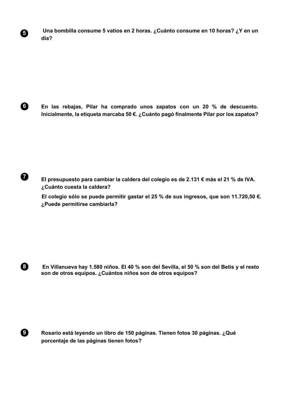 Proporcionalidad y porcentajes