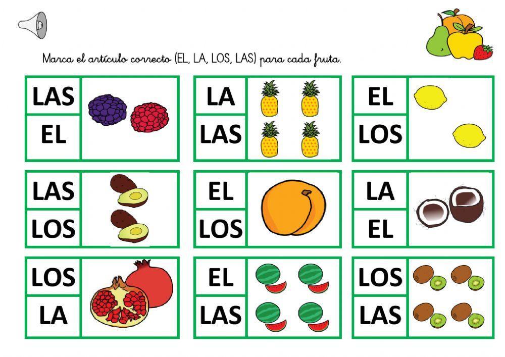 Género y número frutas
