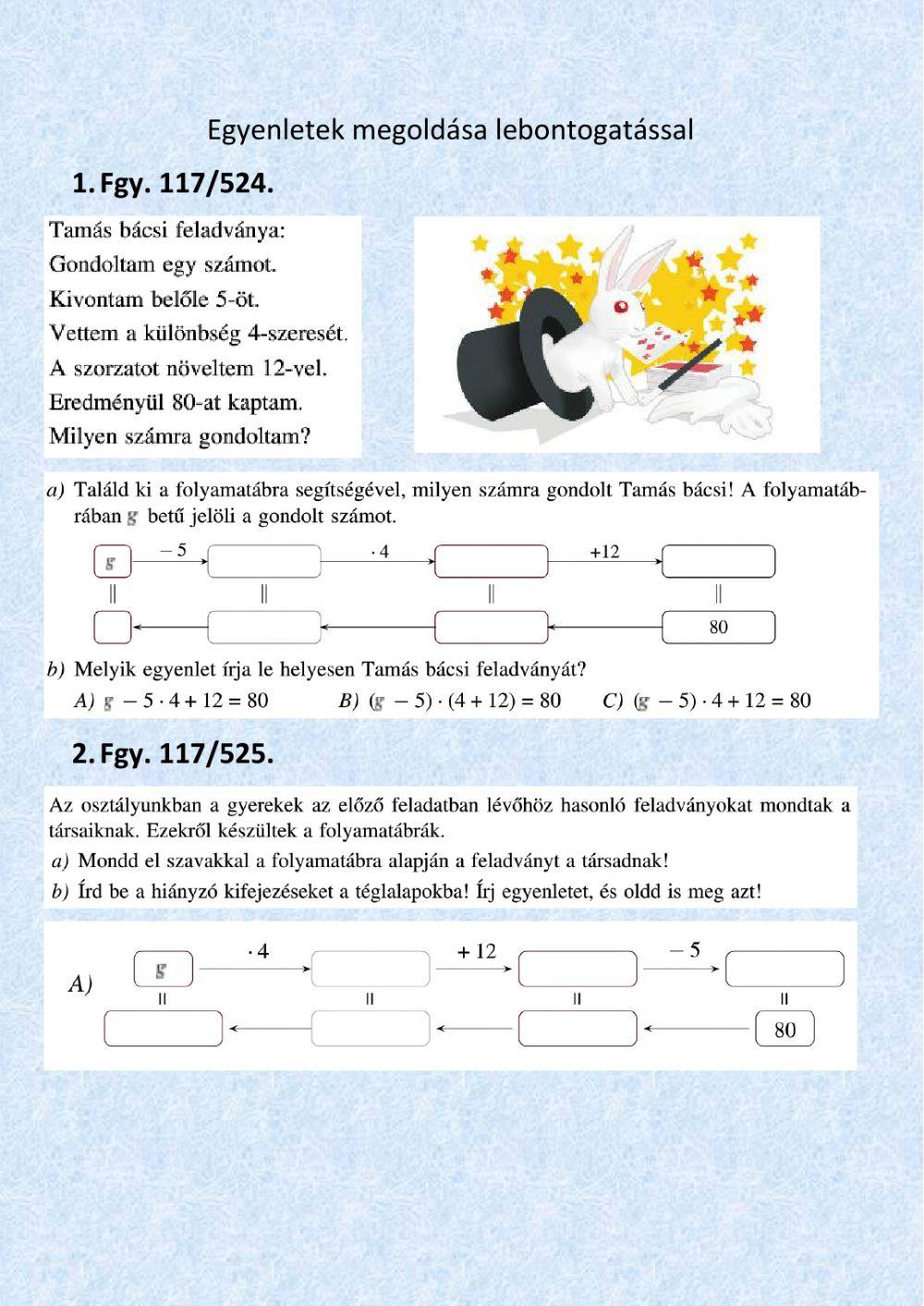 Egyenletek lebontogatással
