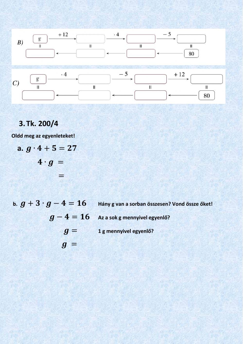 Egyenletek lebontogatással