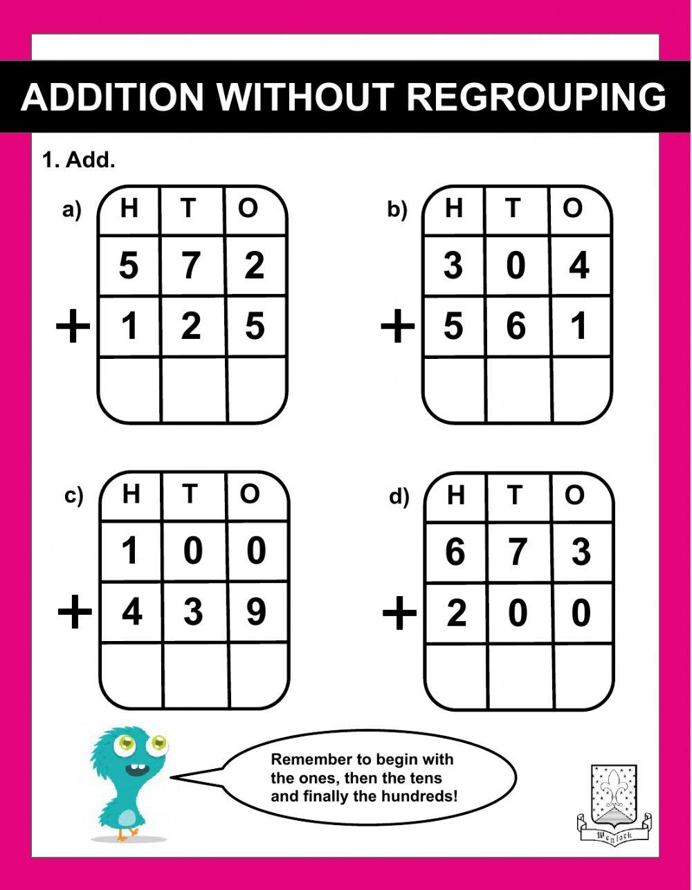 Addition without regrouping