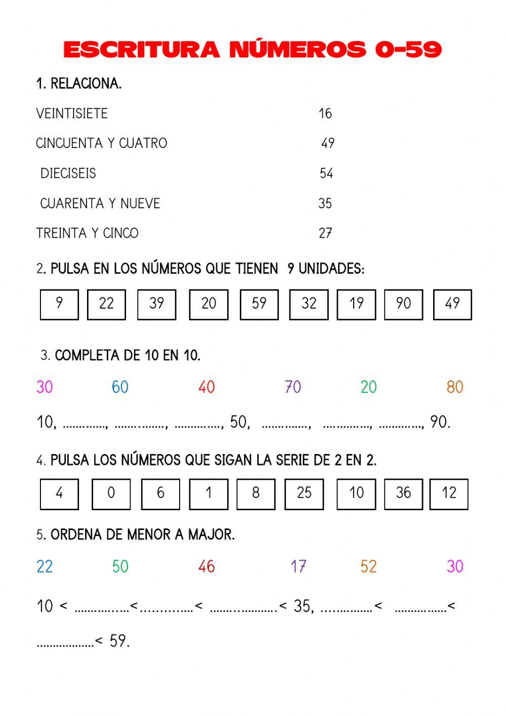 Números 0-59 Números 0-59