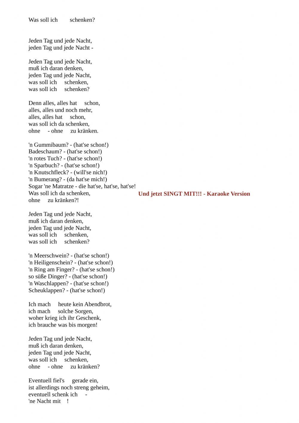 Die Prinzen Was soll ich ihr schenken