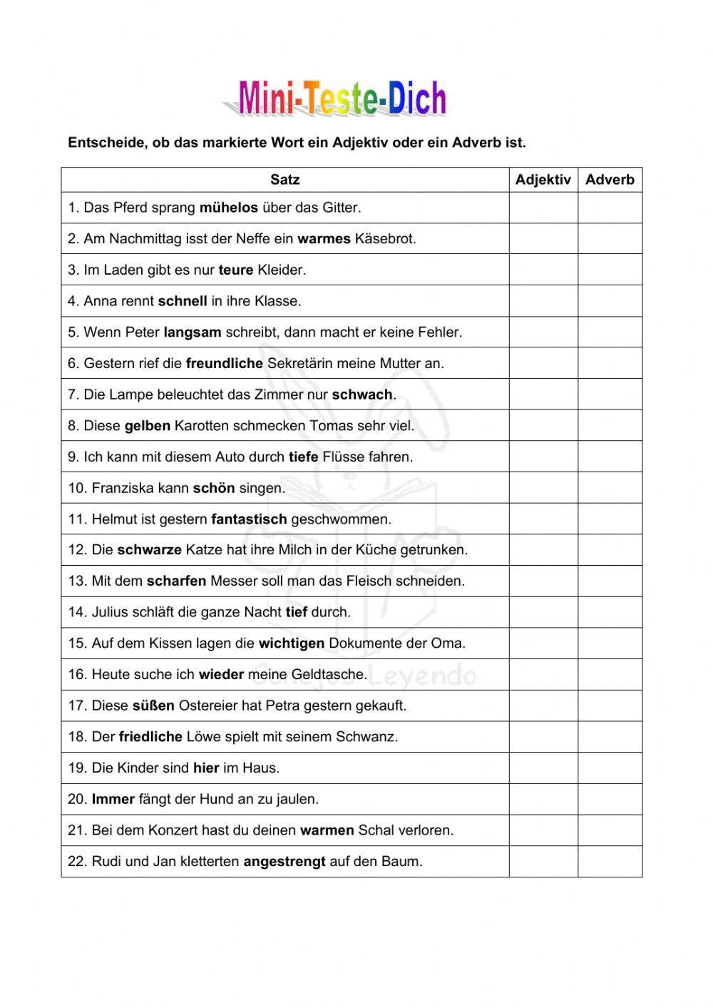 Adverbien Oder Adjektive Englisch übungen Erkenne Adjektive oder Adverbien worksheet | Live Worksheets