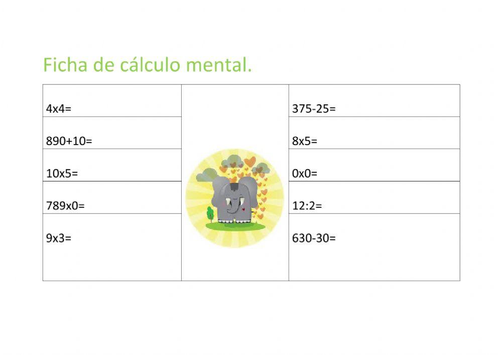 Cálculo mental Cálculo mental