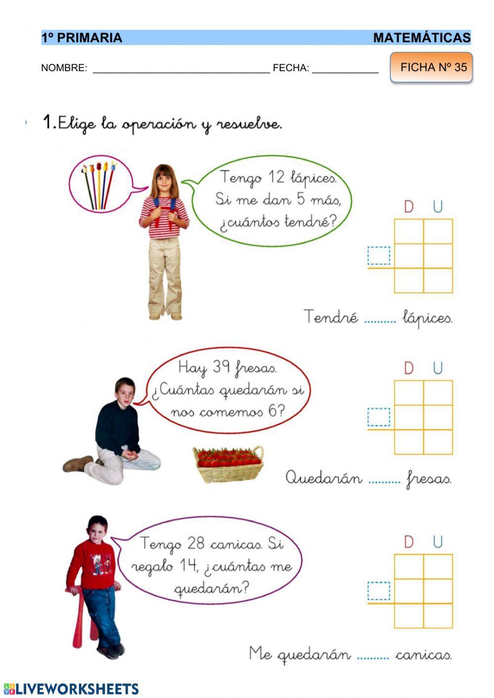 Matemáticas 1º - ficha 35