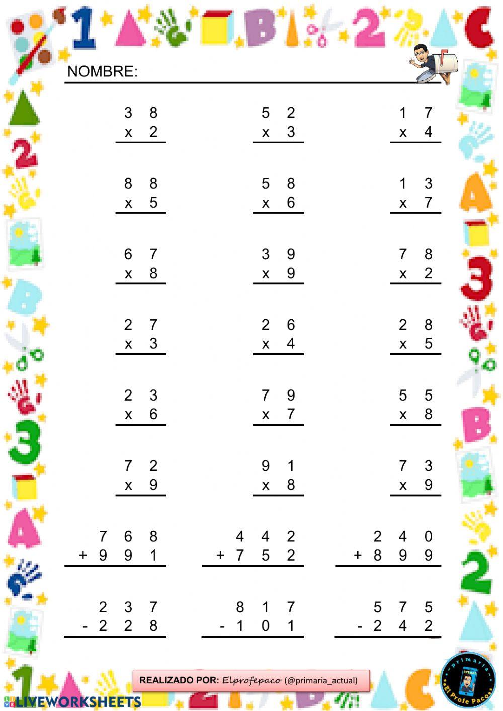 Cálculo variado 2º primaria