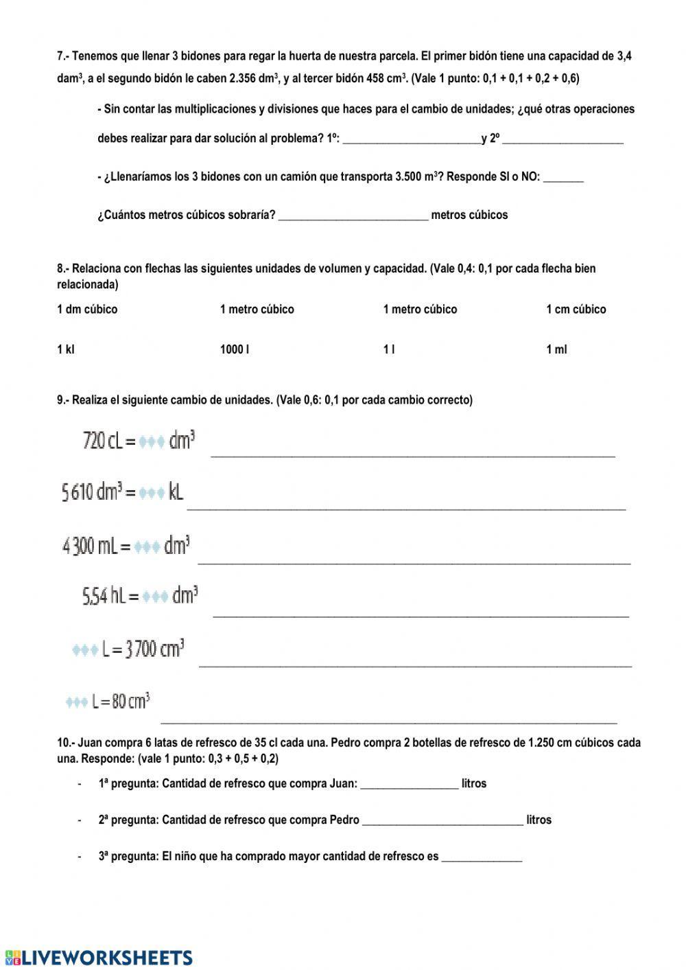 Unidades de superficie, volumen y capacidad