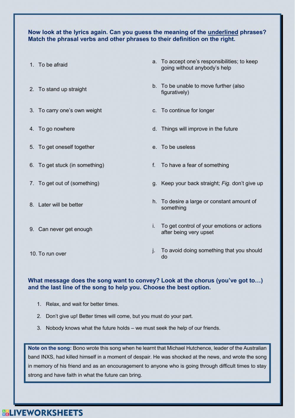 Song: U2 - Stuck in a moment