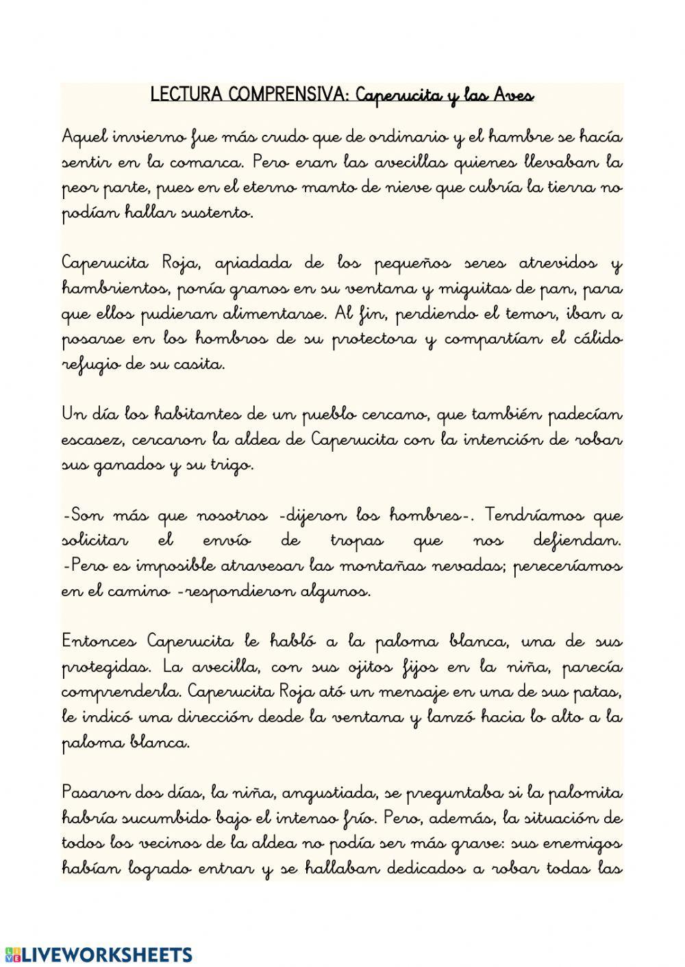 Lectura comprensiva tipo test