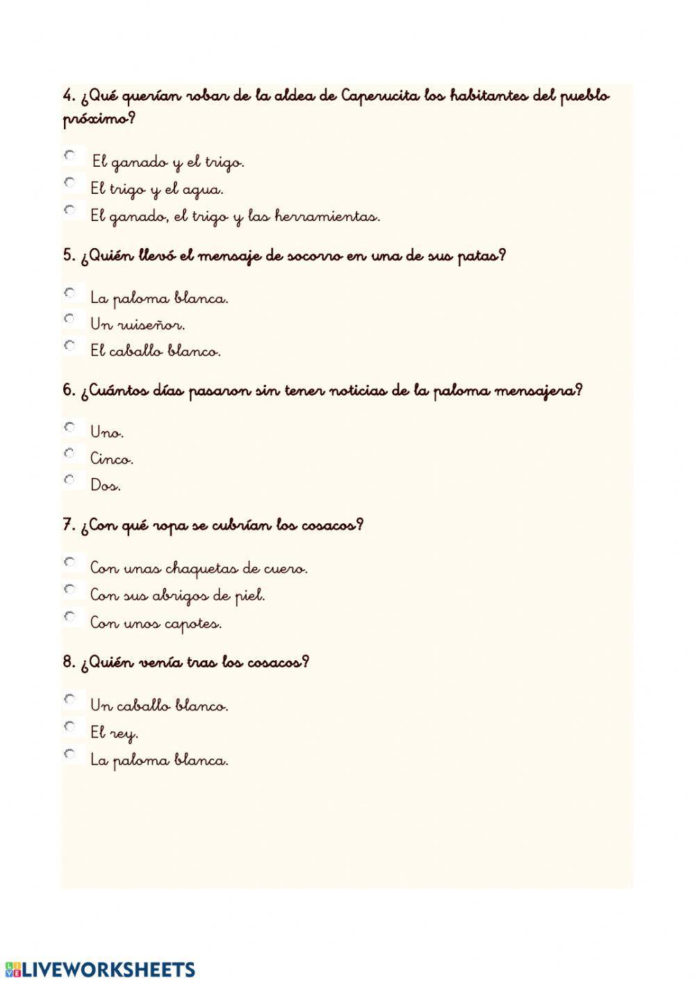 Lectura comprensiva tipo test