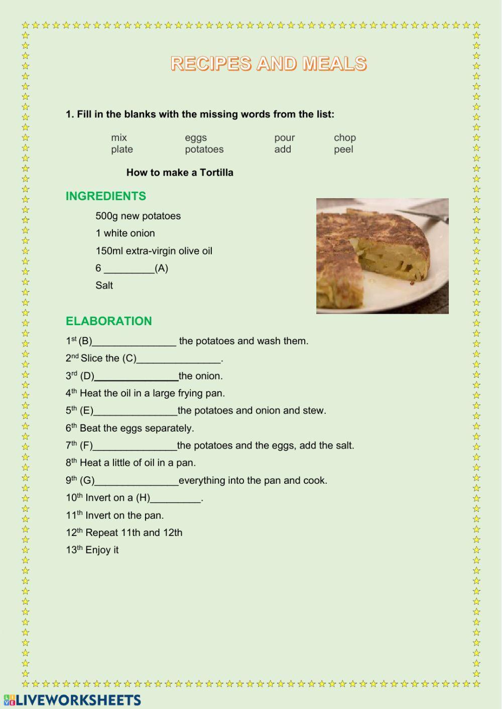 Recipe and meals