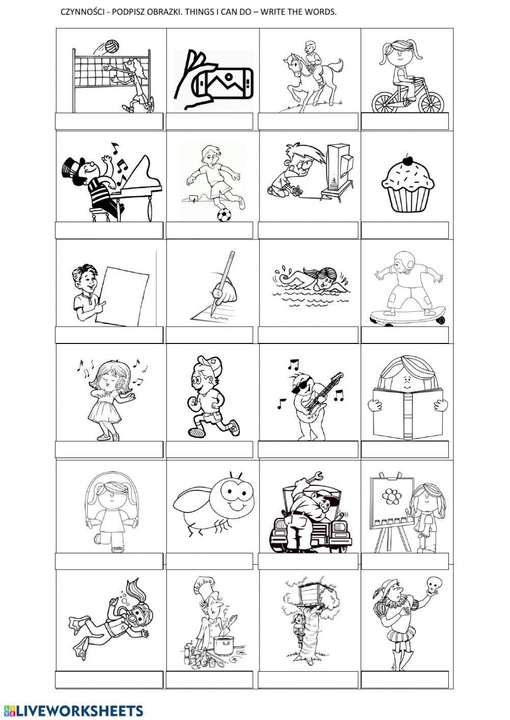 Thnigs I can do, actions, sports - English Class A1 unit 5