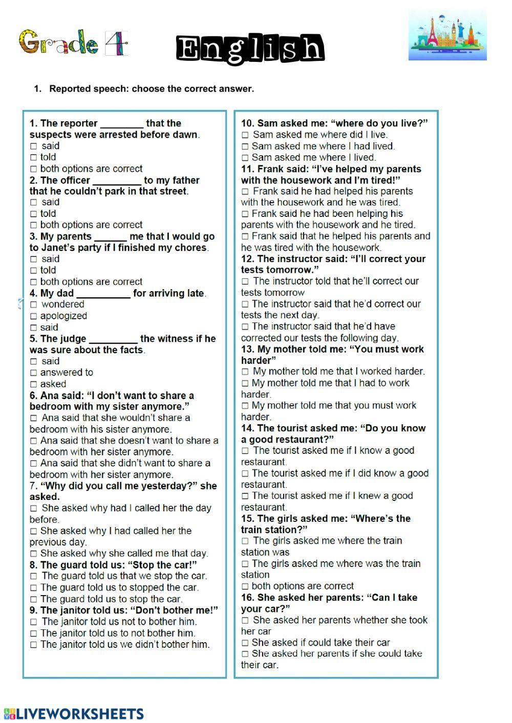 Reported Speech 4 mayo