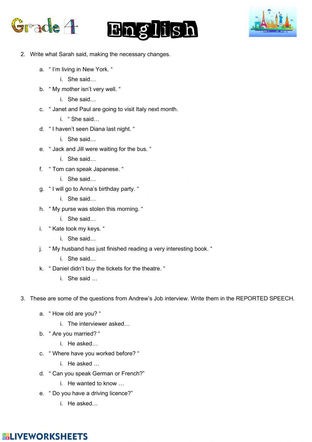 Reported Speech 4 mayo