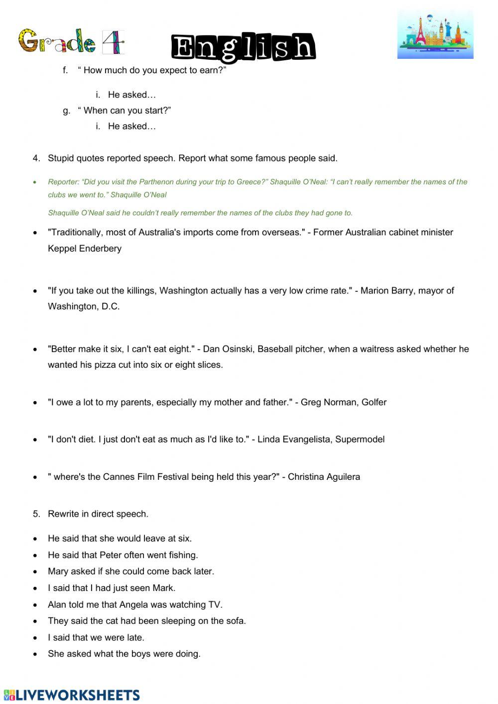 Reported Speech 4 mayo