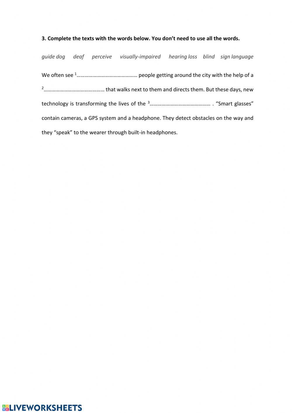 Vocabulary - the senses