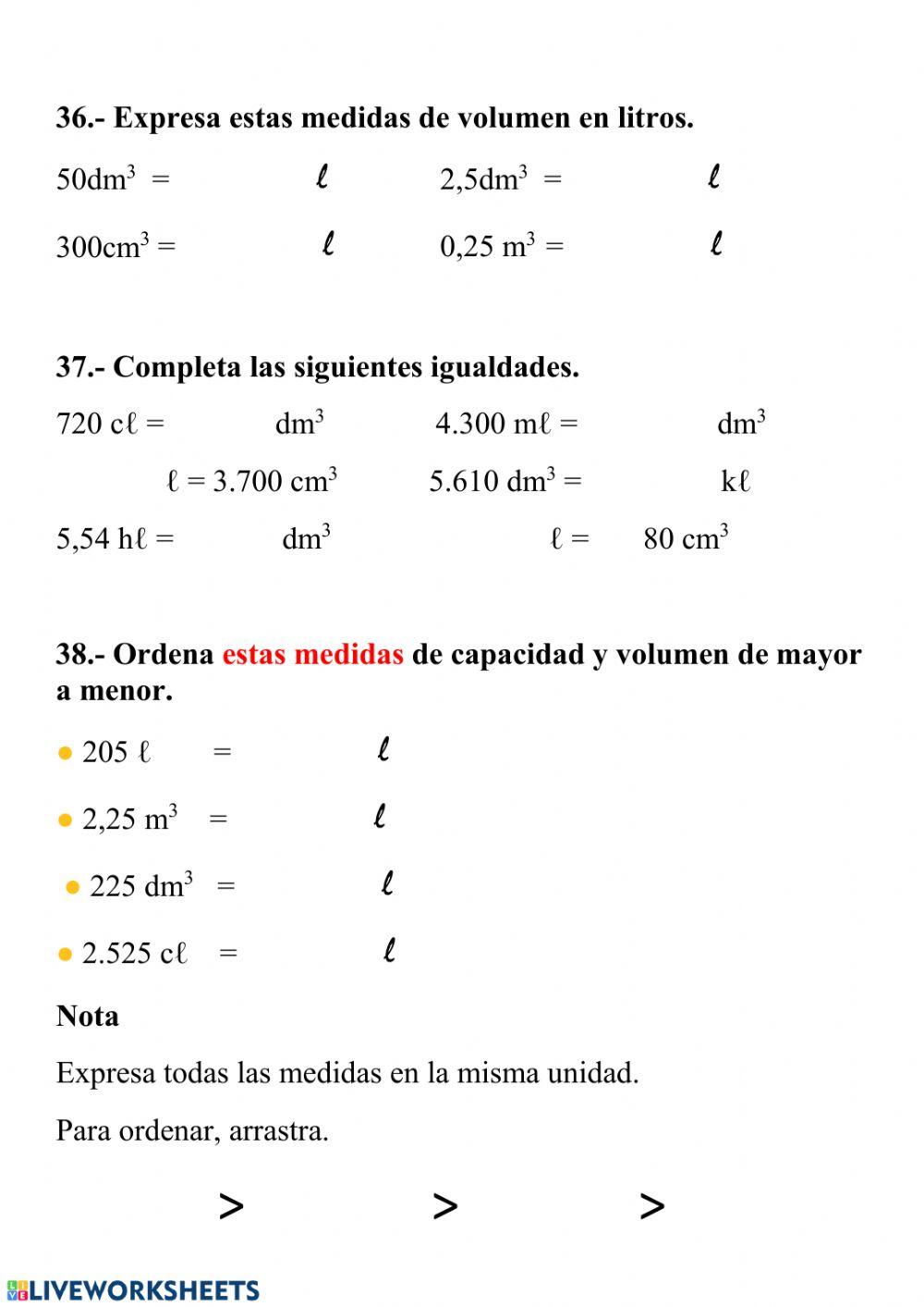 Ejercicios de capacidad