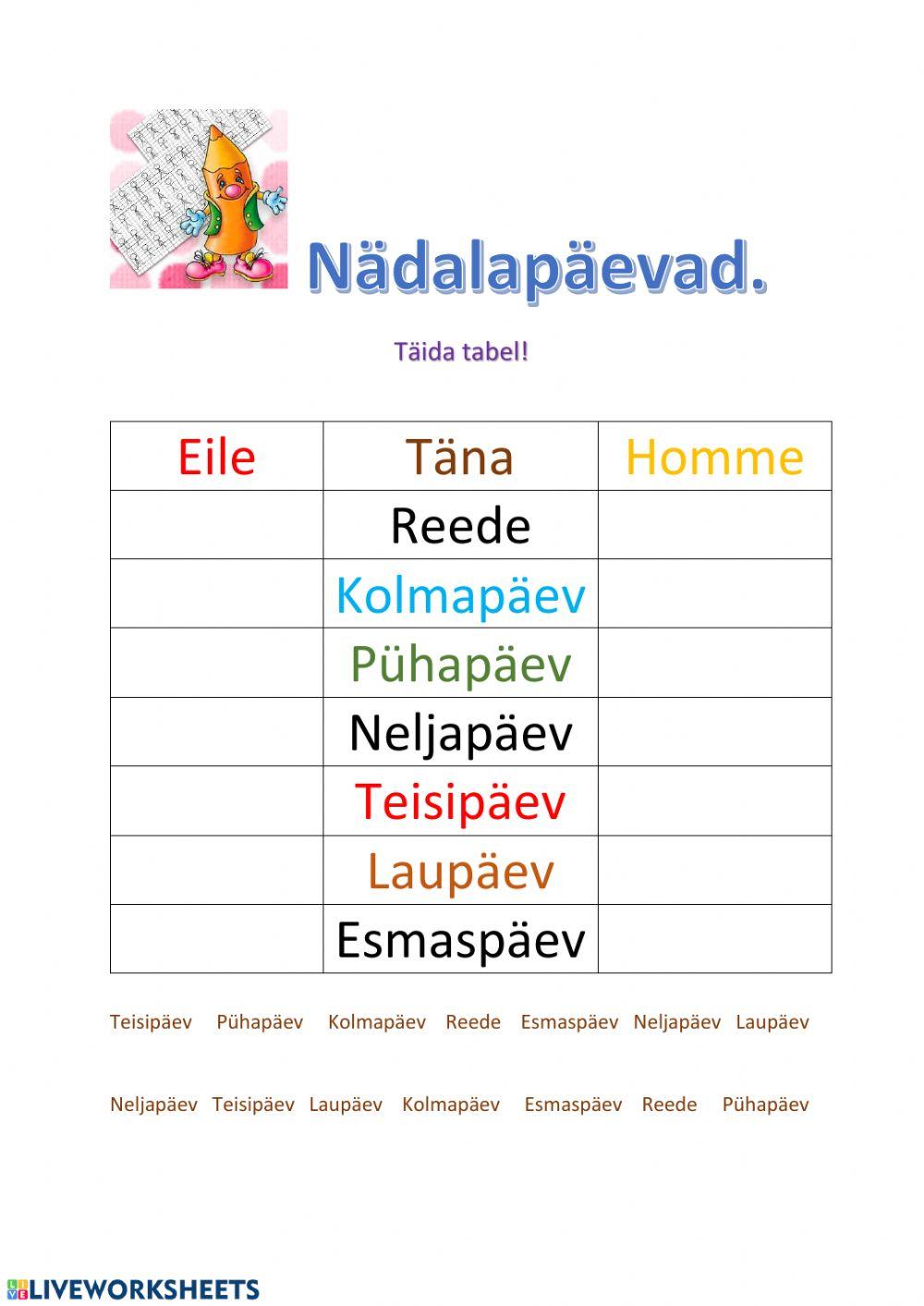 Nädalapäevad.