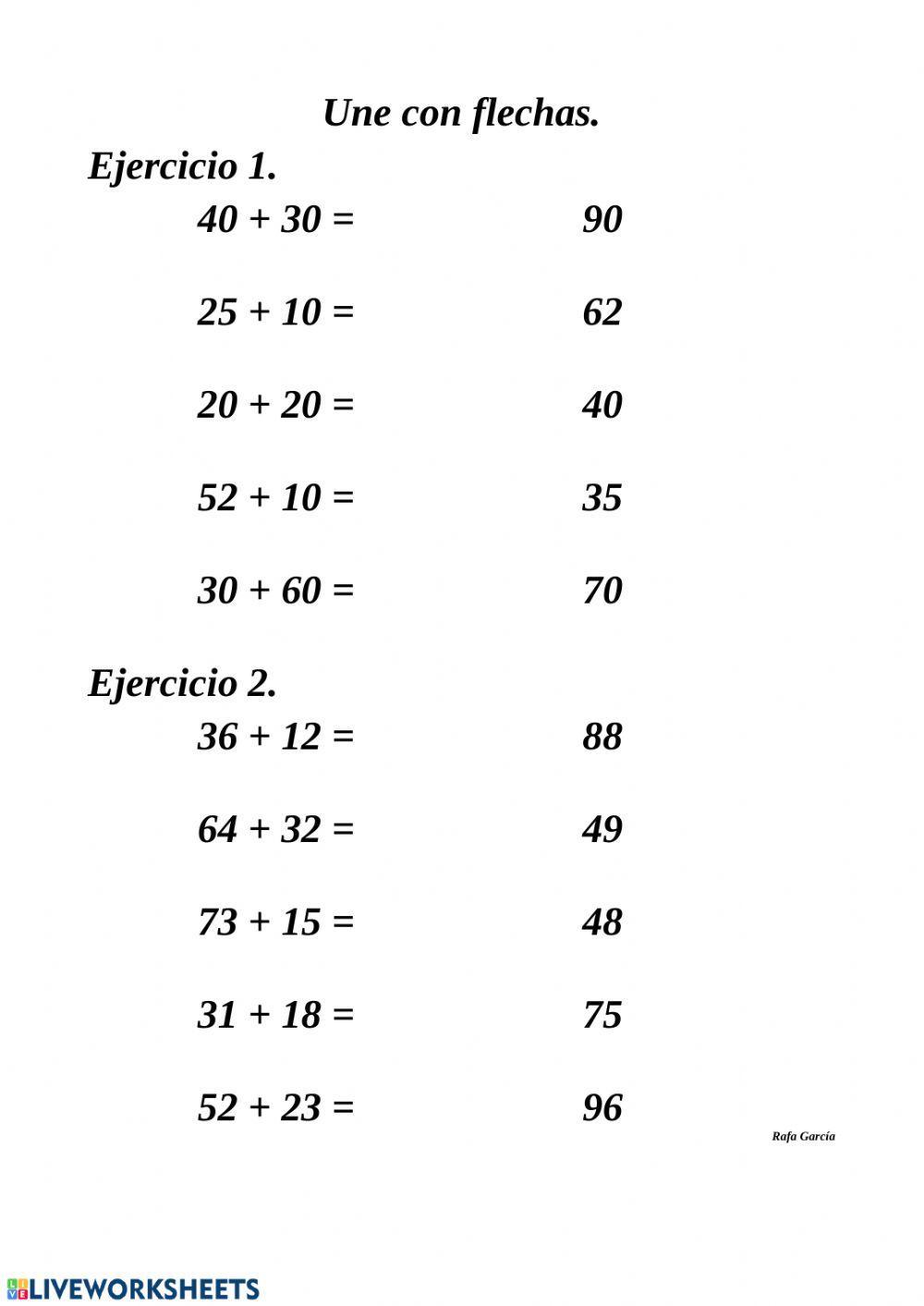 Sumas agrupando decenas y unidades.
