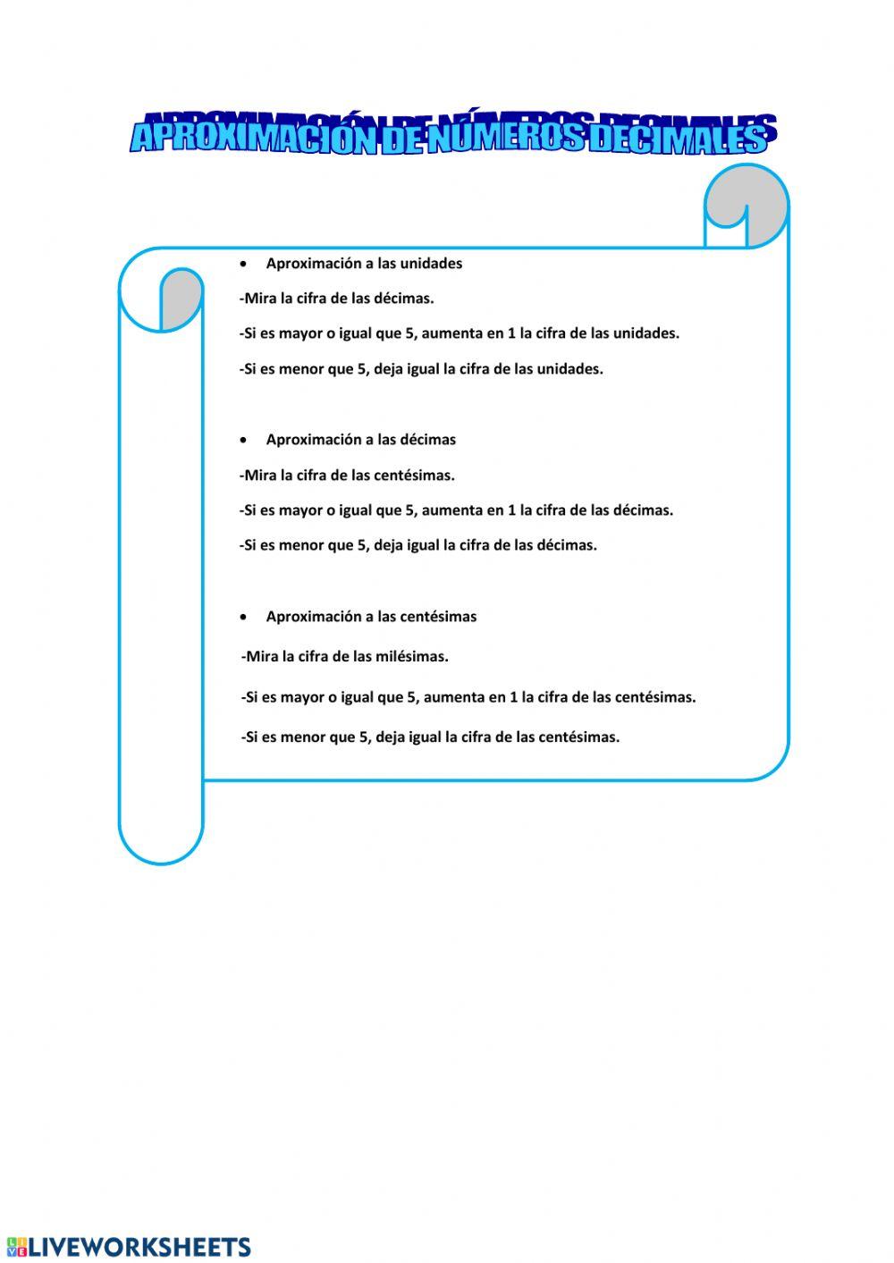 Aproximación de nº decimales