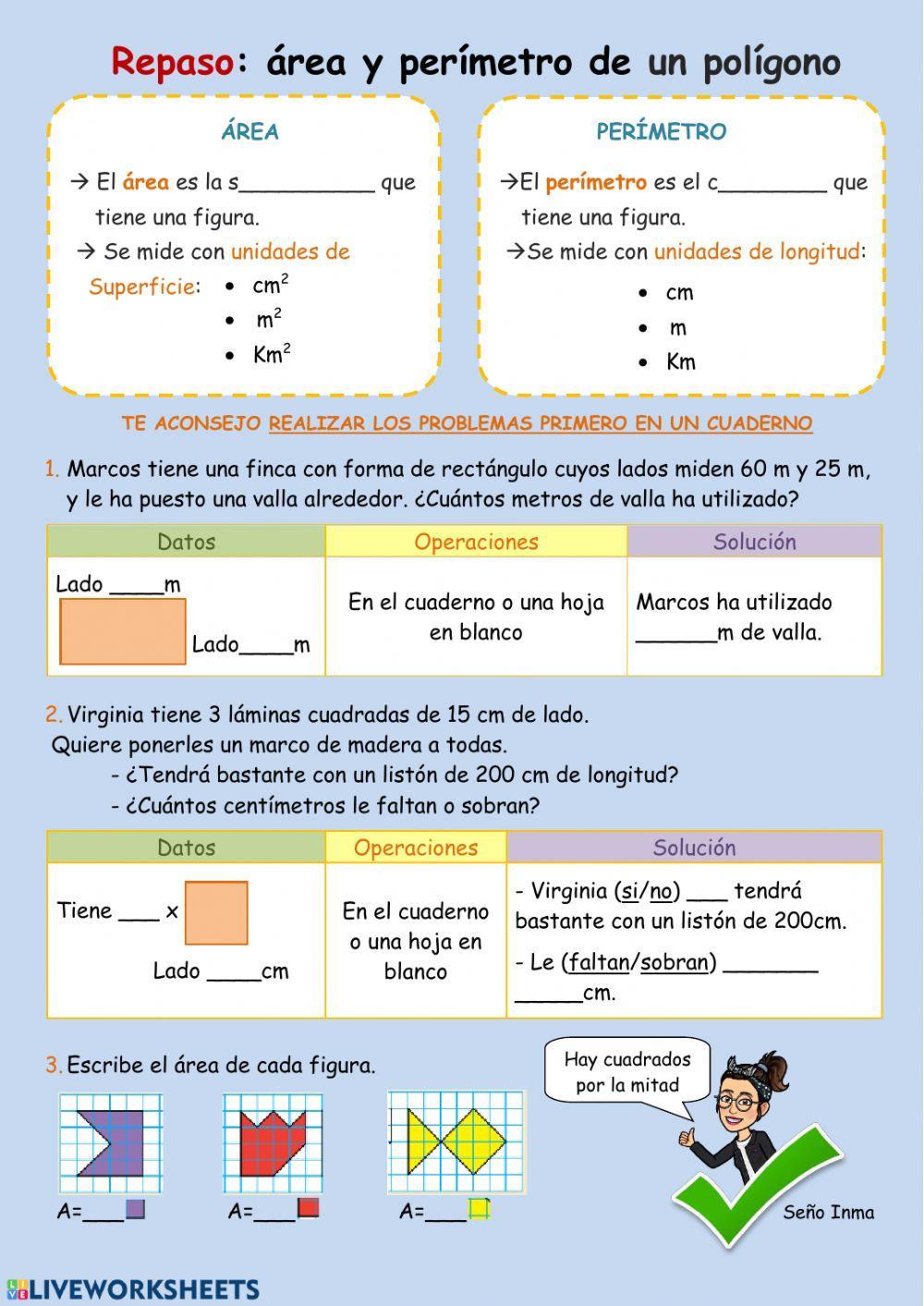 Repaso área y perímetro