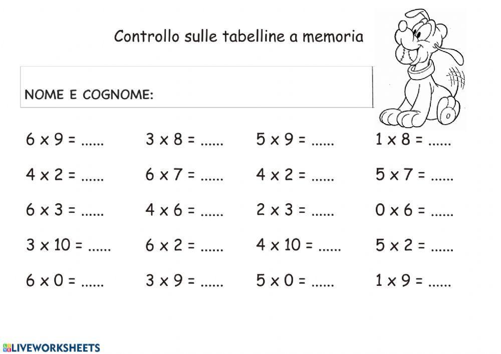 Tabelline fino a 6