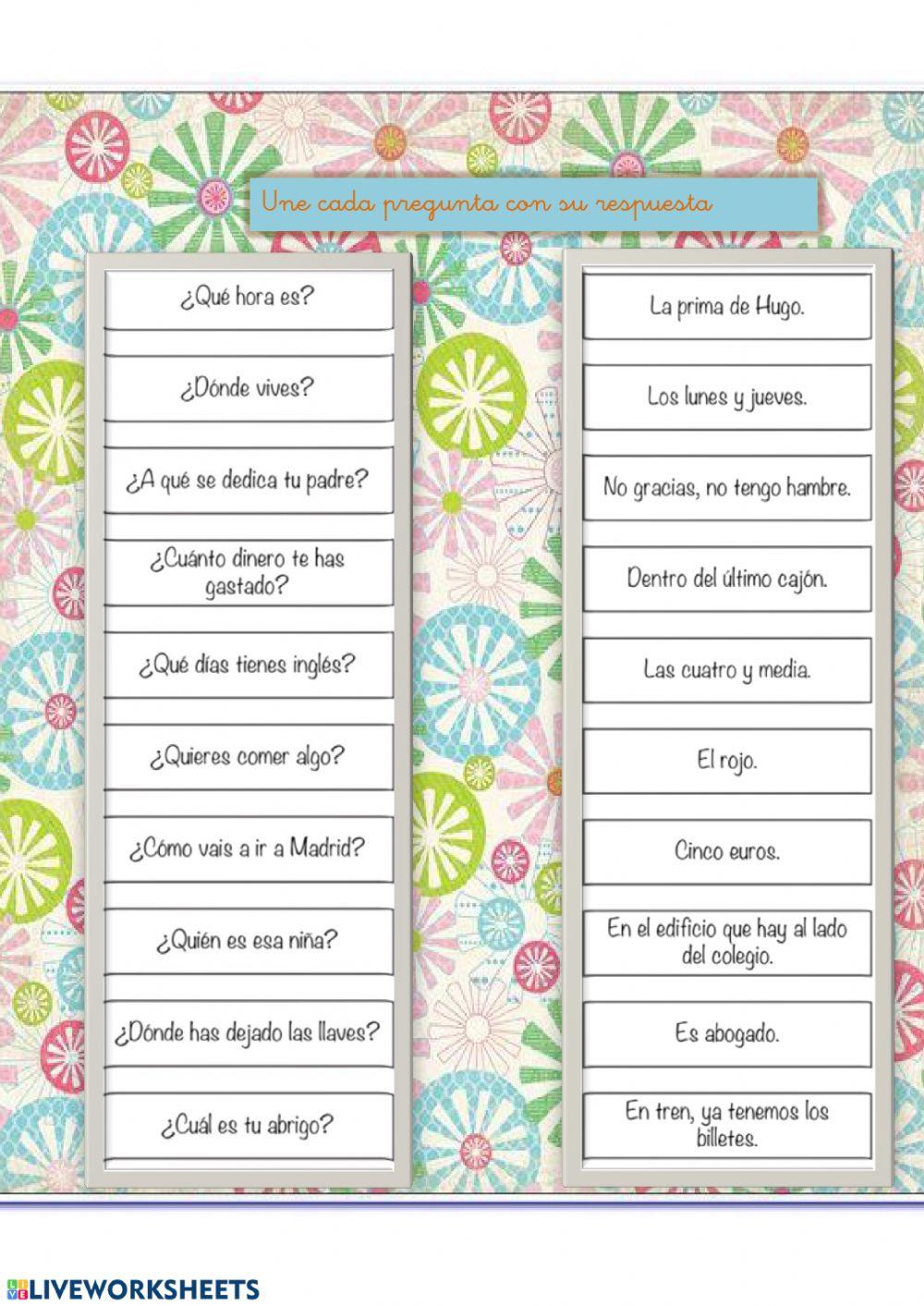 Cada pregunta con su respuesta