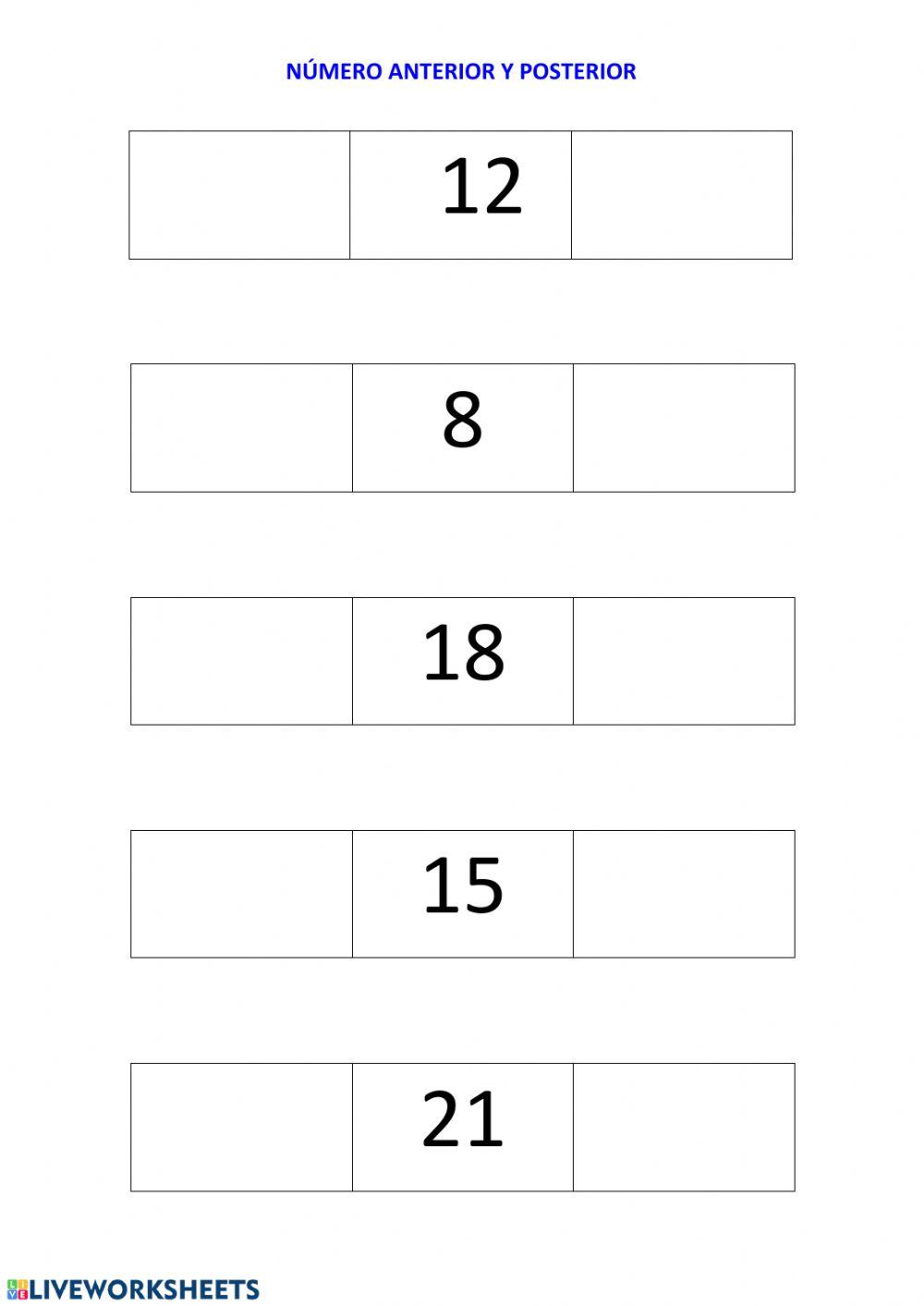 Número anterior y posterior