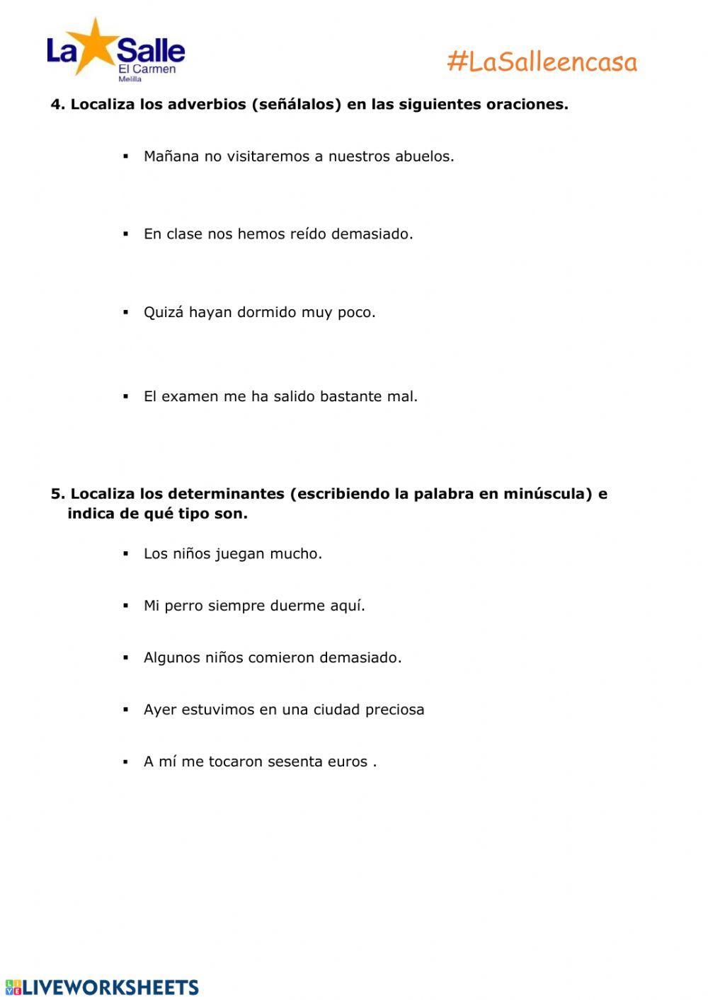 Prueba Gramática 5º primaria