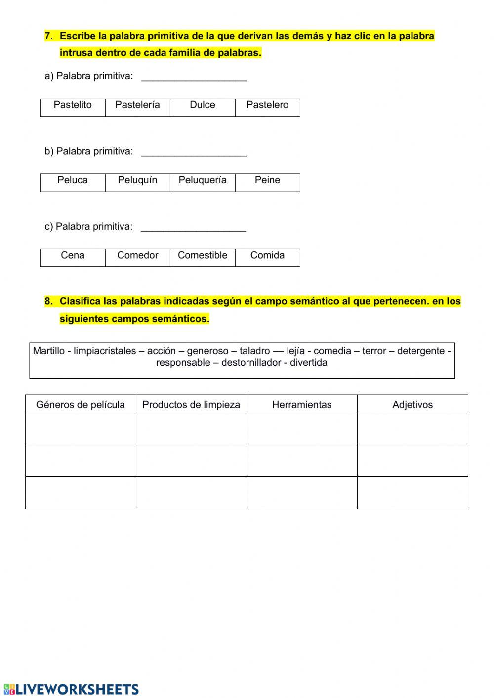 Gramática, vocabulario y ortografía