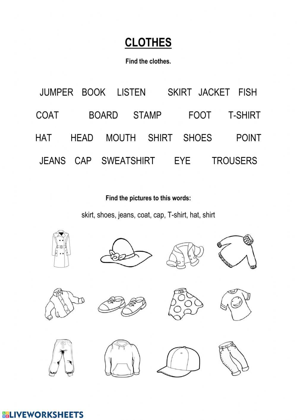 Clothes - vocabulary