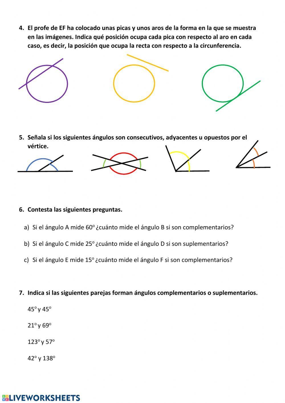 Examen TEMA 9. Rectas, circunferencias y ángulos.