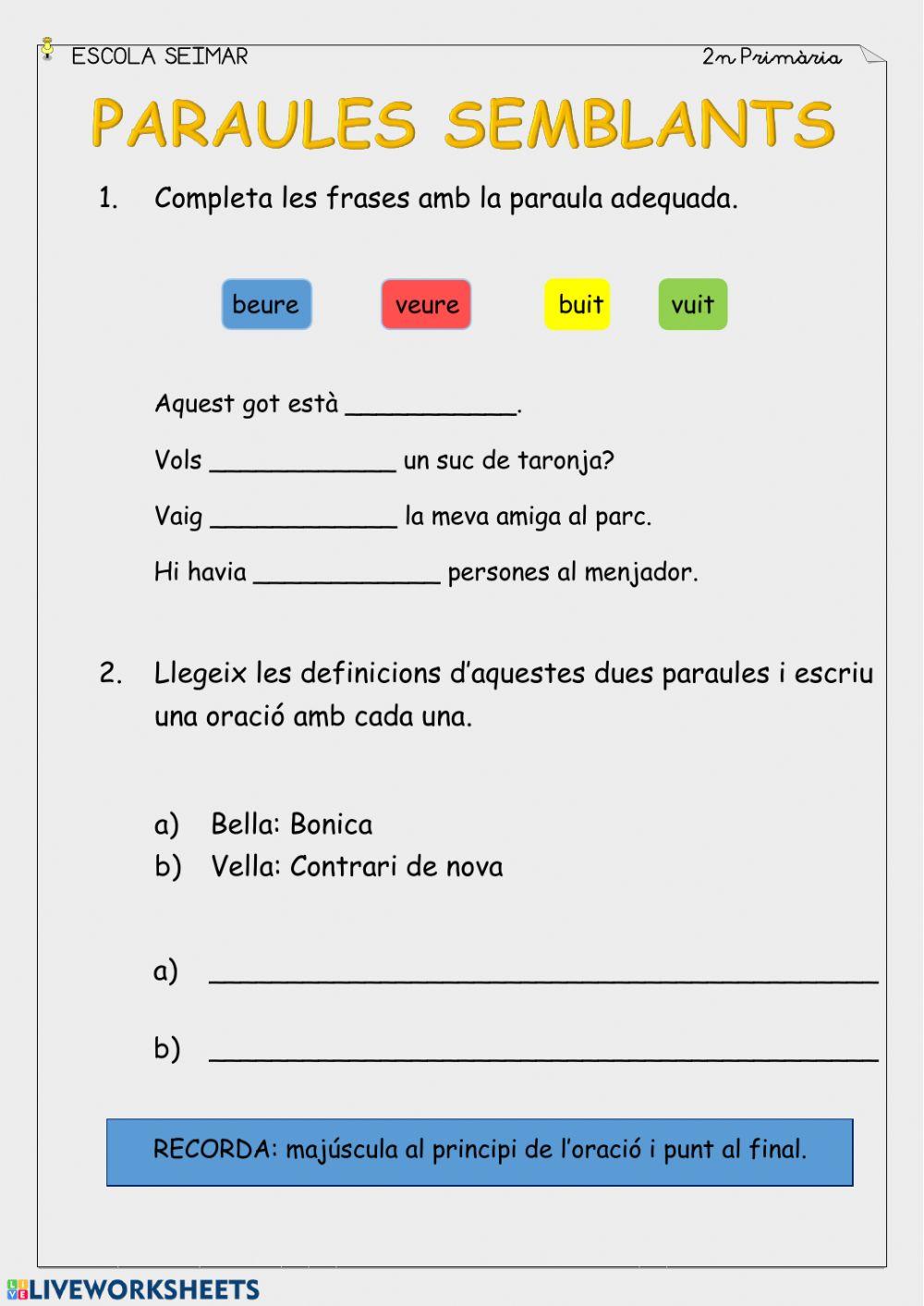 Paraules semblants 2