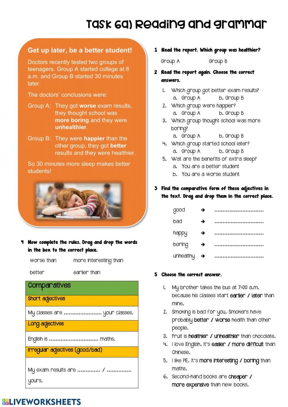 Comparative adjectives reading