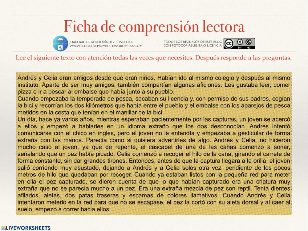 Comprensión lectora 5 mayo 6º